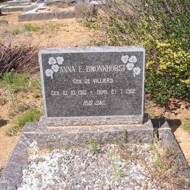 BRONKHORST Anna E. nee DE VILLIERS 1910-1962