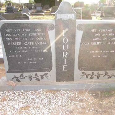 FOURIE Louis Philippus Johannes 1891-1984 &amp; Hester Catharina  DU PLESSIS 1898-1972