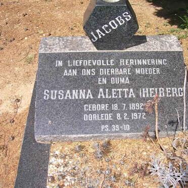 JACOBS Susanna Aletta nee HEIBERG 1892-1972
