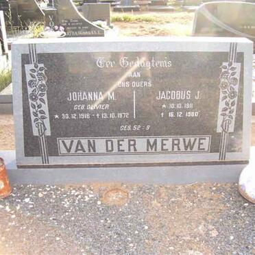 MERWE Jacobus J., van der 1911-1980 &amp; Johanna M. OLIVIER 1916-1972