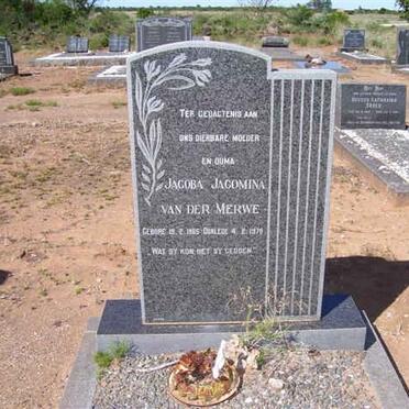 MERWE Jacoba Jacomina, van der 1905-1978