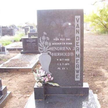 MERWE Hendriena J., van der nee HERHOLDT 1906-1975