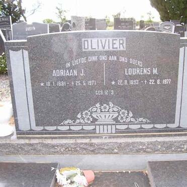 OLIVIER Adriaan J. 1881-1971 &amp; Lourens M. 1893-1977