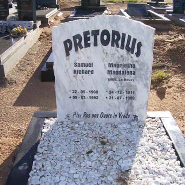 PRETORIUS Samuel Richard 1908-1992 &amp; Magrietha Magdalena ROUX Le, 1911-1999