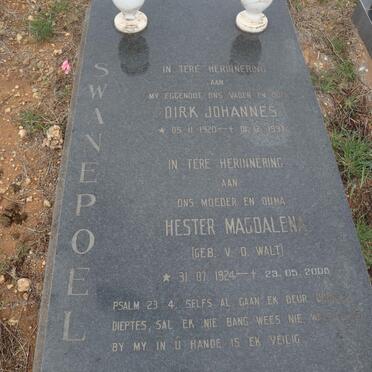 SWANEPOEL Dirk Johannes 1920-1997 & Hester Magdalena V.D. WALT 1924-2008
