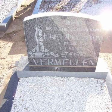 VERMEULEN Elizabeth Maria nee HENN 1950-198?