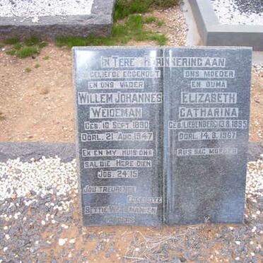 WEIDEMAN Willem Johannes 1890-1947 &amp; Elizabeth Catharina LIEBENBERG 1895-1967