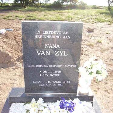 ZYL Johanna Elizabeth, van nee SNYMAN 1949-2001