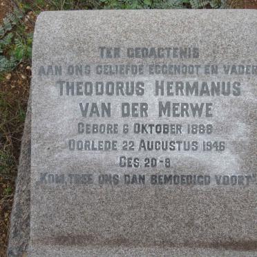 MERWE Theodorus Hermanus, van der 1888-1946