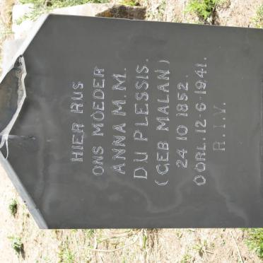 PLESSIS Anna M.M., du nee MALAN 1852-1941