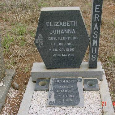ERASMUS Elizabeth Johanna 1901-1990