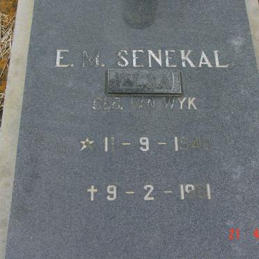 SENEKAL E.M. nee VAN WYK 1940-1981