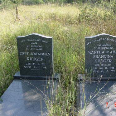 KRUGER Gert Johannes 1911-1983 &amp; Martha Maria Francina GROBLER 1915-1991