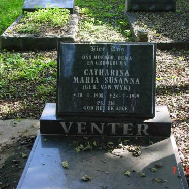 VENTER Catharina Maria Susanna nee VAN WYK 1908-1999