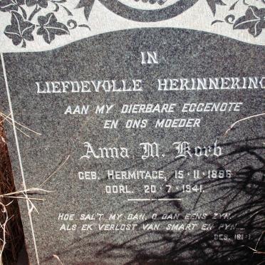 KORB Anna M. nee HERMITAGE 1896-1941