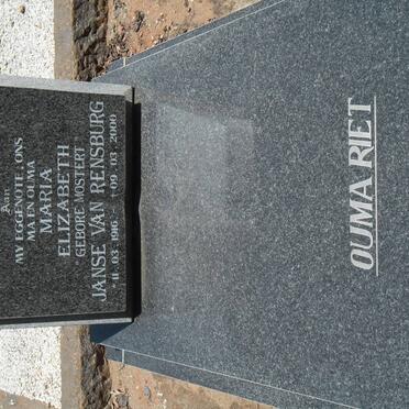 RENSBURG Maria Elizabeth, Janse van nee MOSTERT 1916-2000