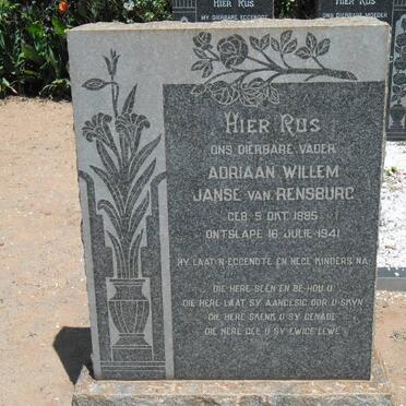 RENSBURG Adriaan Willem, Janse van 1885-1941
