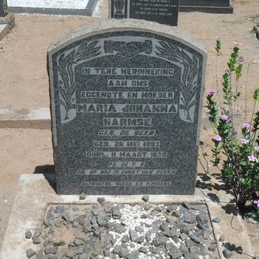 HARMSE Maria Johanna nee DE BEER 1892-1928