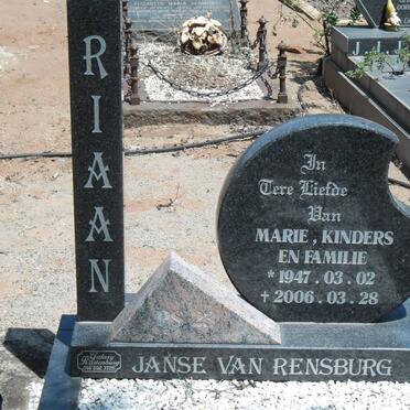 RENSBURG Riaan, Janse van 1947-2006