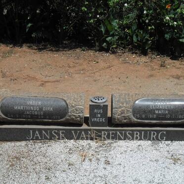 RENSBURG Marthinus Dirk Jacobus, Janse van 1908-1975 &amp; Elizabeth Maria 1918-1966