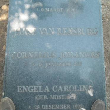 RENSBURG Cornelius Johannes, Janse van 1913-1996 &amp; Engela Carolina MOSTERT 1923-1996