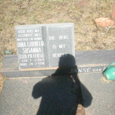 RENSBURG Cornelius Johannes, Janse van 1919-1985 &amp; Dina Cornelia Susanna PIETERSE 1929-1996 