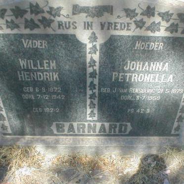 BARNARD Willem Hendrik 1872-1942 &amp; Johanna Petronella J. VAN RENSBURG 1873-1959