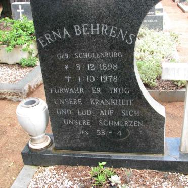 BEHRENS Erna nee SCHULENBURG 1898-1978