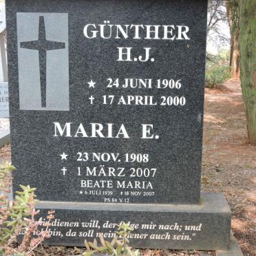 GÜNTHER H.J. 1906-2000 &amp; Maria E. 1908-2007 :: GÜNTHER Beate Maria 1939-2007