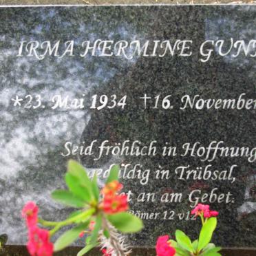GUNNING Irma Hermine 1934-2014