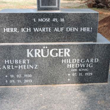 KRÜGER Hubert Karl-Heinz 1930-2013 &amp; Hildegard Hedwig KÖNIG 1929-