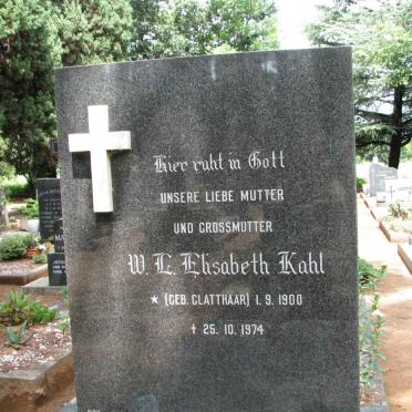 KAHL W.E. Elisabeth nee GLATTHAAR 1900-1974