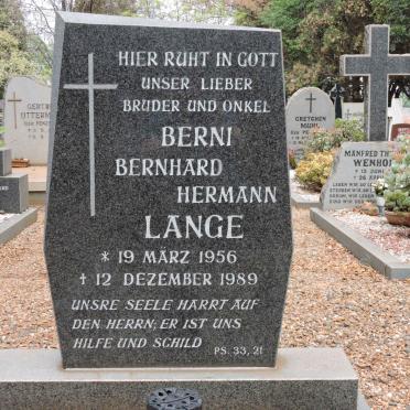 LANGE Bernhard Hermann 1956-1989