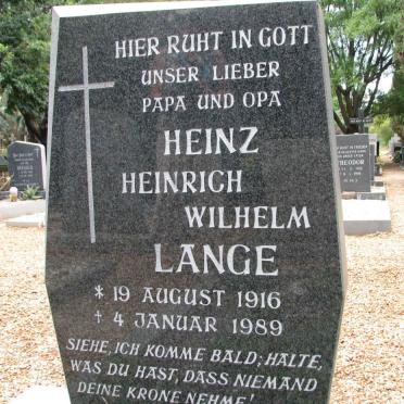 LANGE Heinz Heinrich Wilhelm 1916-1989