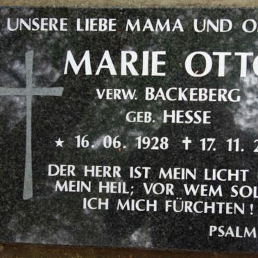 OTTO Marie voorheen BACKEBERG nee HESSE 1928-2016