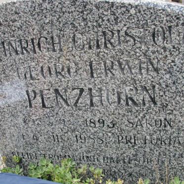PENZHORN Heinrich Christoph Georg Erwin 1893-1988