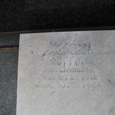 RUFFER Elisabeth Charlotte nee ZIEMSSEN 1912-1984