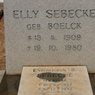 SEBECKE Elly nee BOELCK 1909-1980 :: SEBECKE Evamaria nee RINKE 1937-1982