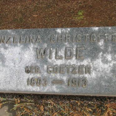 WILDE Wenzelina Christoffelina nee COETZER 1883-1913