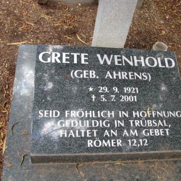 WENHOLD Grete nee AHRENS 1921-2001