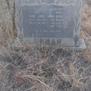 HUMAN Hans Jurie 1874-1935 &amp; Anna Alida BADENHORST 1874-1942