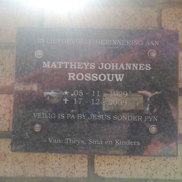 ROSSOUW Mattheys Johannes 1929-2009