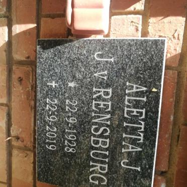 RENSBURG Aletta J., J. v. 1928-2019