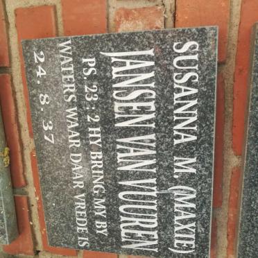 VUUREN Susanna M., Jansen van 1937-