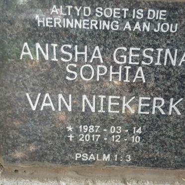 NIEKERK Anisha Gesina Sophia, van 1987-2017
