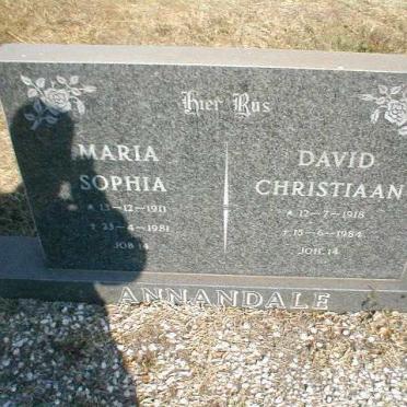 ANNANDALE David Christiaan 1918-1984 &amp; Maria Sophia 1911-1981