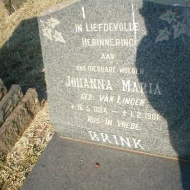 BRINK Johanna Maria nee VAN LINGEN 1884-1981