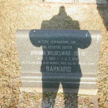 BARNARD Johanna Wilhelmina Pattie 1909-1976