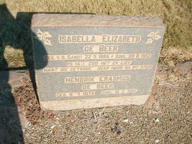 BEER Hendrik Erasmus, de 1878-1981 &amp; Isabella Elizabeth V.D. SANDT 1886-1952