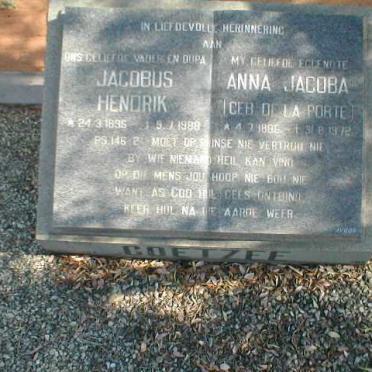 COETZEE Jacobus Hendrik 1896-1988 &amp; Anna Jacoba DE LA PORTE 1886-1972